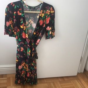 Tropical Flower Wrap Dress